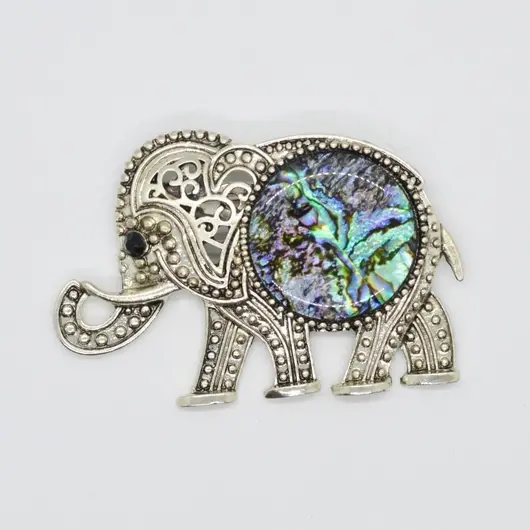 Brosa elefant cu scoica abalone 62mm