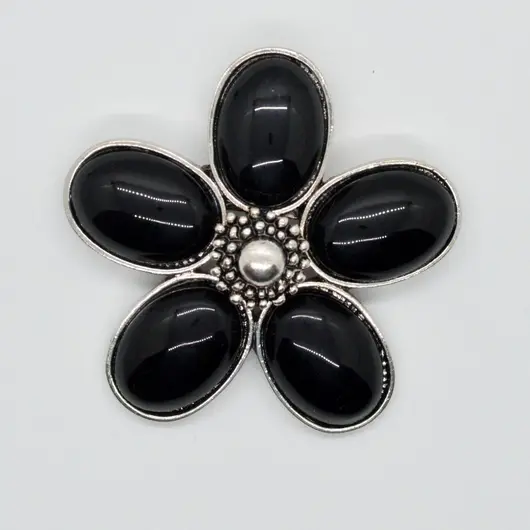 Brosa floare cu onix negru 48mm, imagine 4