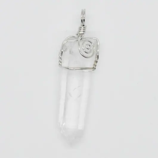 Pandantiv cristal de stanca cu montura spirala 50mm