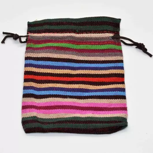 Saculet material textil multicolor cu dungi 14x10cm