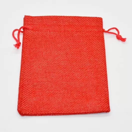 Saculet material textil rosu 14x10cm