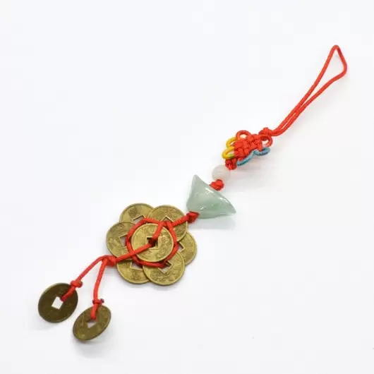 Amuleta canaf Feng Shui 8 monede nemuritoare si jad