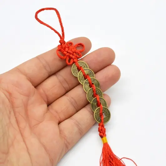 Amuleta canaf Feng Shui cu 6 monede chinezesti