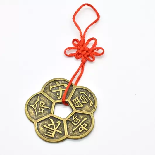 Amuleta Feng Shui moneda floare de prun