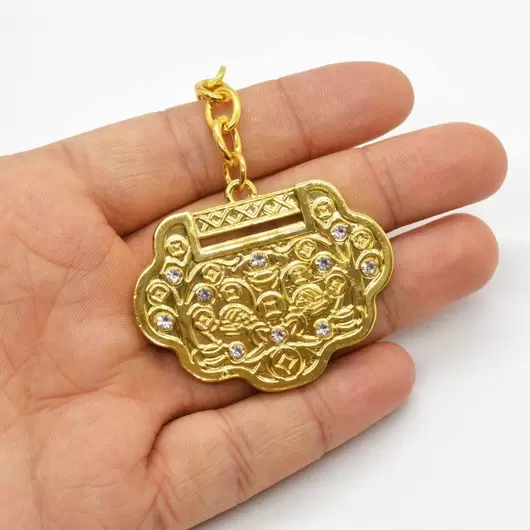 Breloc amuleta moneda cu lacat pentru prosperitate 2019