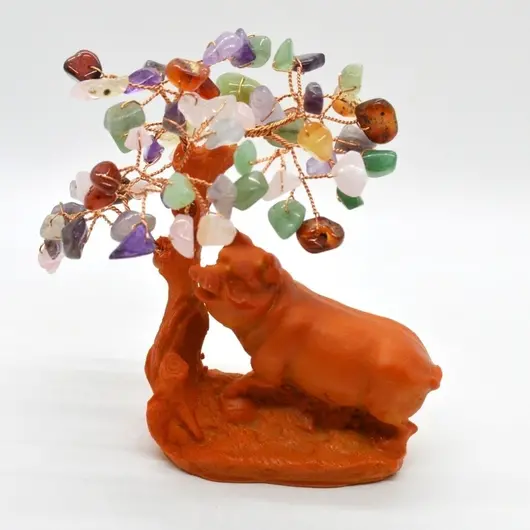 Copac Feng Shui porc cu pietre semipretioase 14cm