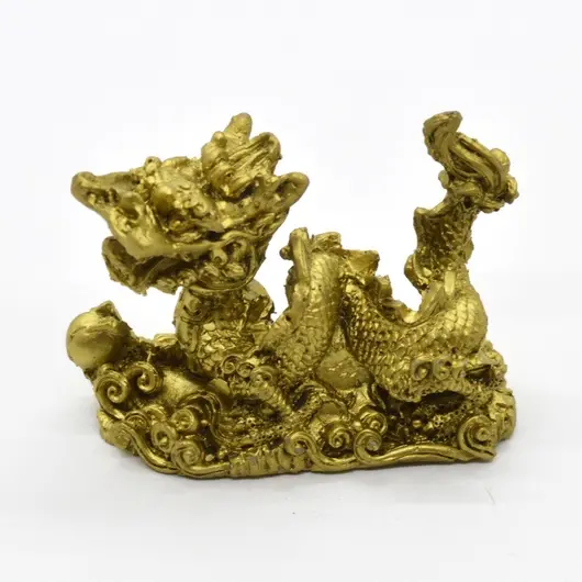 Statueta Feng Shui Dragon cu perla nemuririi din rasina 6,5cm, model 1