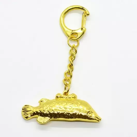 Breloc amuleta Feng Shui cu peste arrowana auriu
