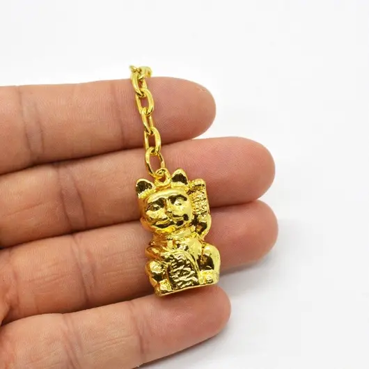 Breloc amuleta Feng Shui cu pisica Maneki Neko pentru bunastare
