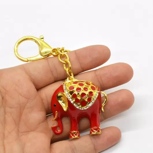 Breloc amuleta Feng Shui elefant rosu pentru protectie