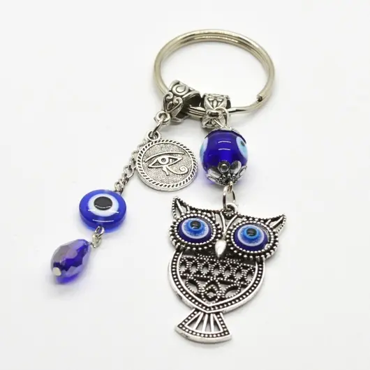 Breloc talisman cu bufnita si Ochiul lui Horus, model 2