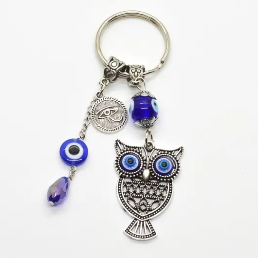 Breloc talisman cu bufnita si Ochiul lui Horus, model 2