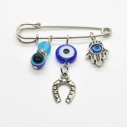 Brosa cu Ochiul lui Horus, Mana Fatimei (Hamsa) si potcoava