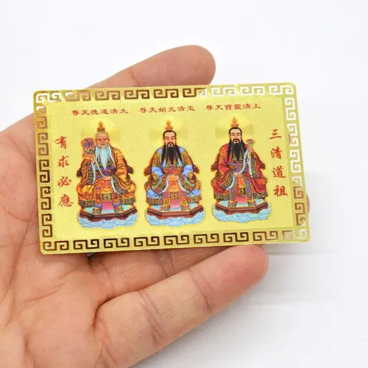 Card Feng Shui din metal - Fuk Luk Sau - Cei trei intelepti