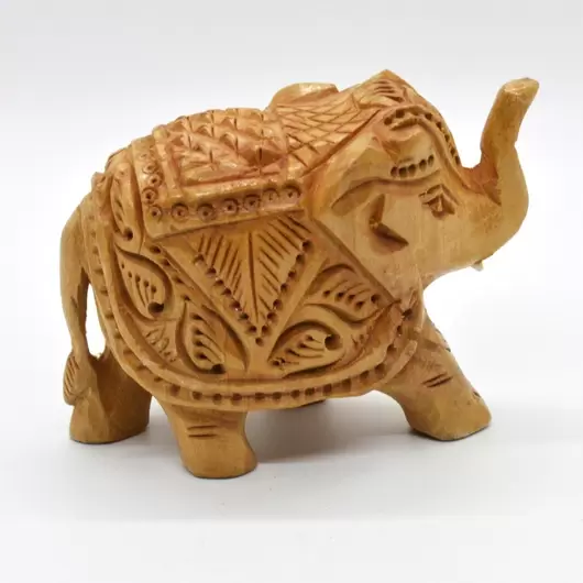 Elefant sculptat manual in lemn, India, mediu - 9cm