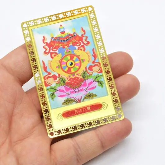 Card Feng Shui din metal - Cele 8 simboluri norocoase