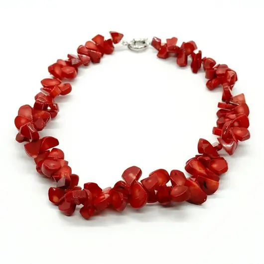 Colier coral rosu - pietre 10-14mm