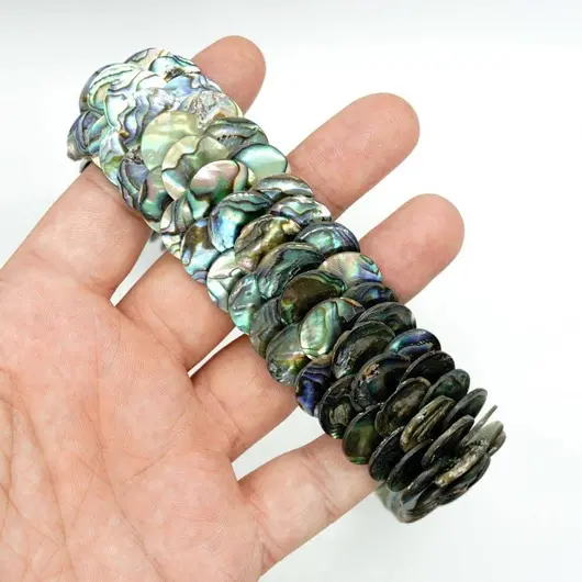 Colier statement din scoica abalone - banuti 14mm