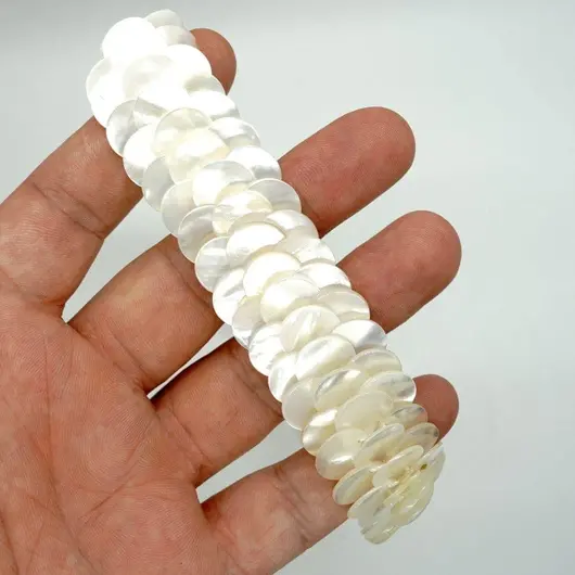 Colier statement din sidef alb - banuti 12mm