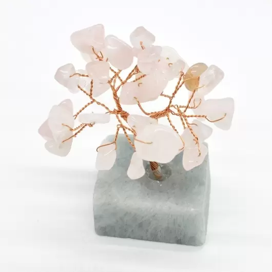 Copacel cu baza de fluorit si pietre de cuart roz 8cm