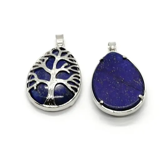 Pandantiv lapis lazuli picatura cu montura pomul vietii 35mm