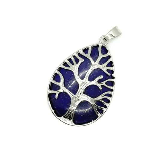 Pandantiv lapis lazuli picatura cu montura pomul vietii 35mm