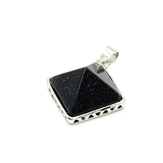 Pandantiv goldstone albastru piramida cu montura 20mm