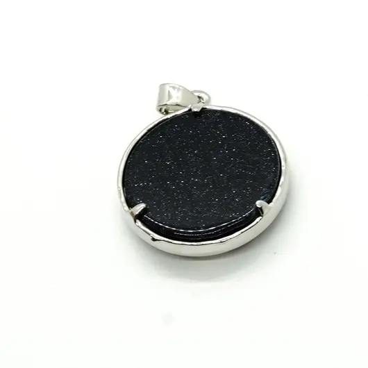 Pandantiv goldstone albastru rotund cu montura pomul vietii 27mm