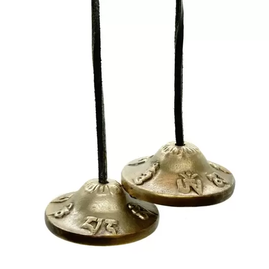Talgere Feng Shui din bronz cu 6 ideograme, Tingsha - 6cm