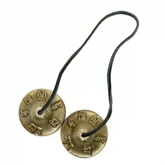 Talgere Feng Shui din bronz cu 6 ideograme, Tingsha - 6cm, imagine 4