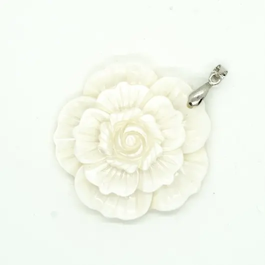 Pandantiv floare sidef alb 48mm