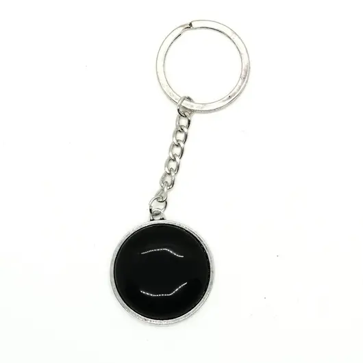Breloc onix piatra rotunda cu montura 32mm