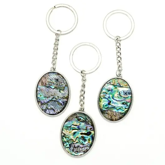 Breloc scoica abalone oval cu montura 40mm