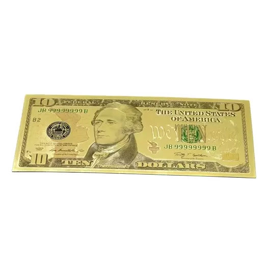 Feng Shui - Bancnota aurie din polimer 10$ (zece dolari)