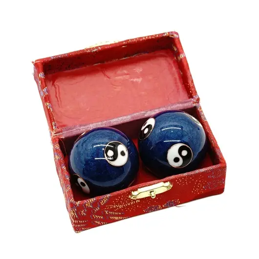 Set 2 bile pentru relaxare cu Yin Yang - Albastre, 42mm