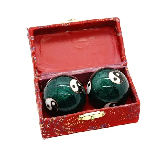 Set 2 bile pentru relaxare cu Yin Yang - Verzi, 42mm