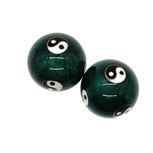 Set 2 bile pentru relaxare cu Yin Yang - Verzi, 42mm