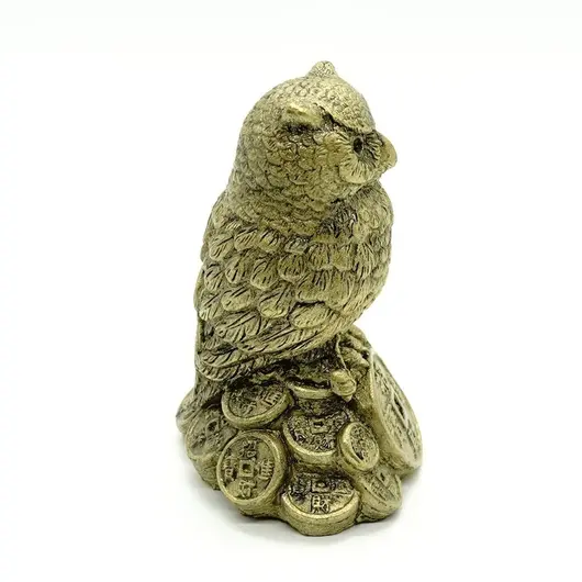 Statueta Feng Shui Bufnita cu monede chinezesti 8,7cm