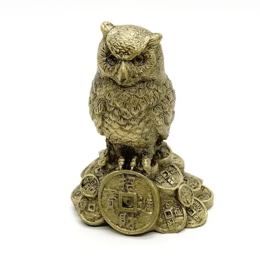 Statueta Feng Shui Bufnita cu monede chinezesti 8,7cm
