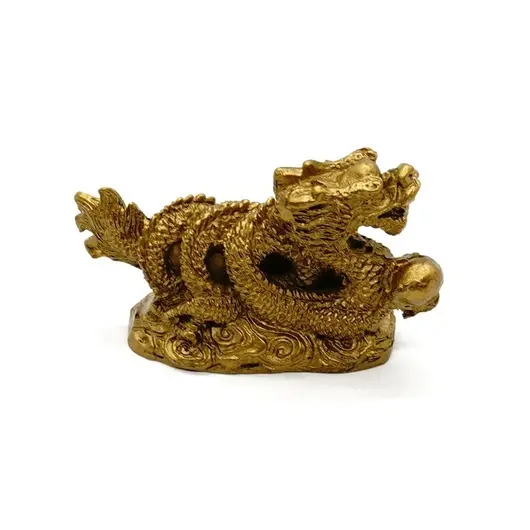 Statueta Feng Shui Dragon cu perla nemuririi din rasina 6,2cm