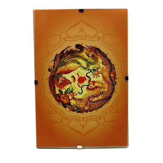 Tablou Feng Shui din sticla Dragon si Phoenix - 15cm