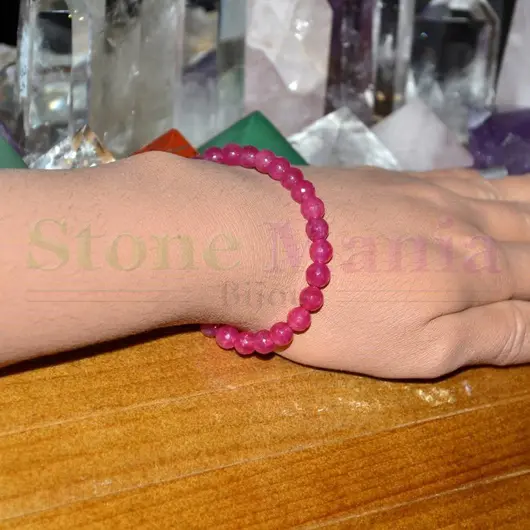 Bratara agat siclam sfere fatetate 6mm