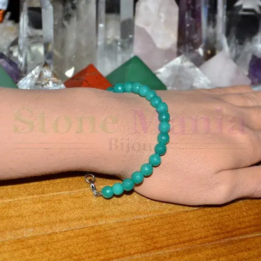 Bratara agat verde sfere fatetate 6mm