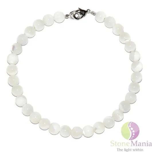Bratara sidef alb natural sfere 6mm