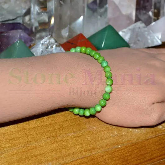 Bratara sidef verde colorat sfere 6mm