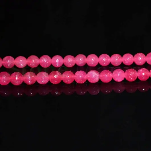 Colier agat roz sfere fatetate 6mm