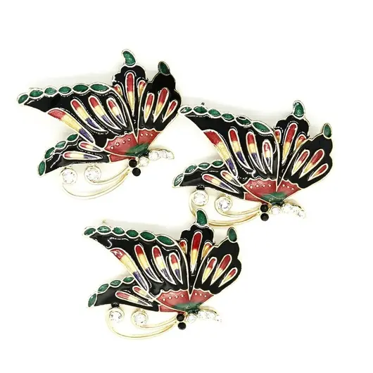 Brosa fluture colorat din metal, model 2