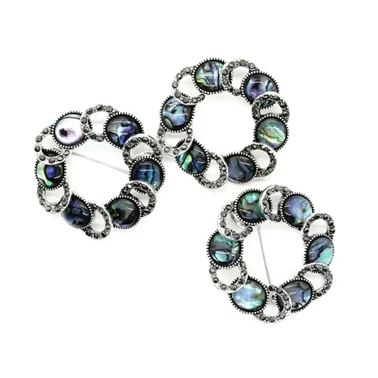 Brosa / Pandantiv rotund cu scoica abalone - 46mm
