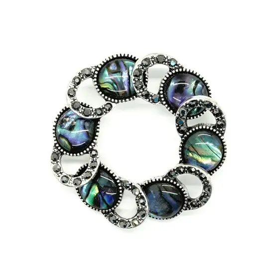 Brosa / Pandantiv rotund cu scoica abalone - 46mm