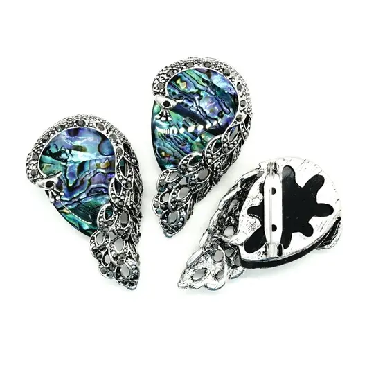 Brosa paun cu scoica abalone - 60mm